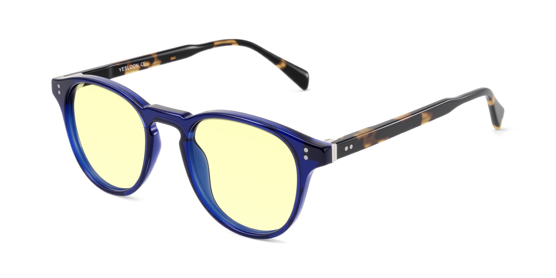 Angle of Dayen in Navy Blue/Tortoise with Light Yellow Tinted Lenses