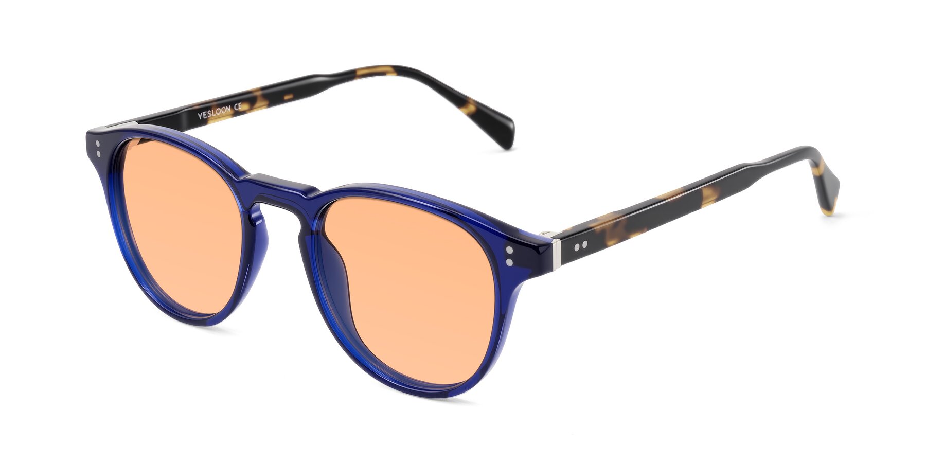 Angle of Dayen in Navy Blue/Tortoise with Light Orange Tinted Lenses