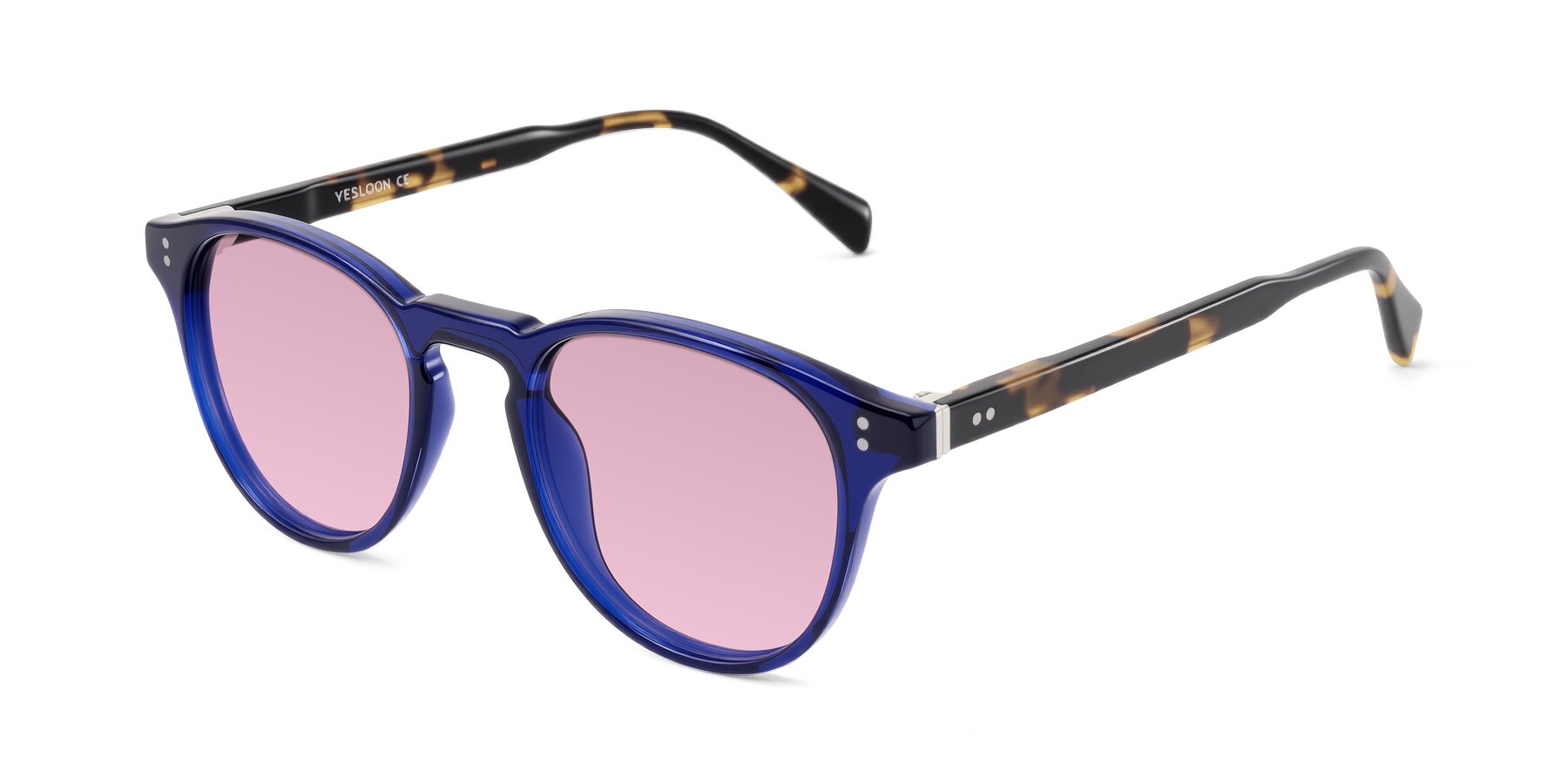 Angle of Dayen in Navy Blue/Tortoise with Light Wine Tinted Lenses