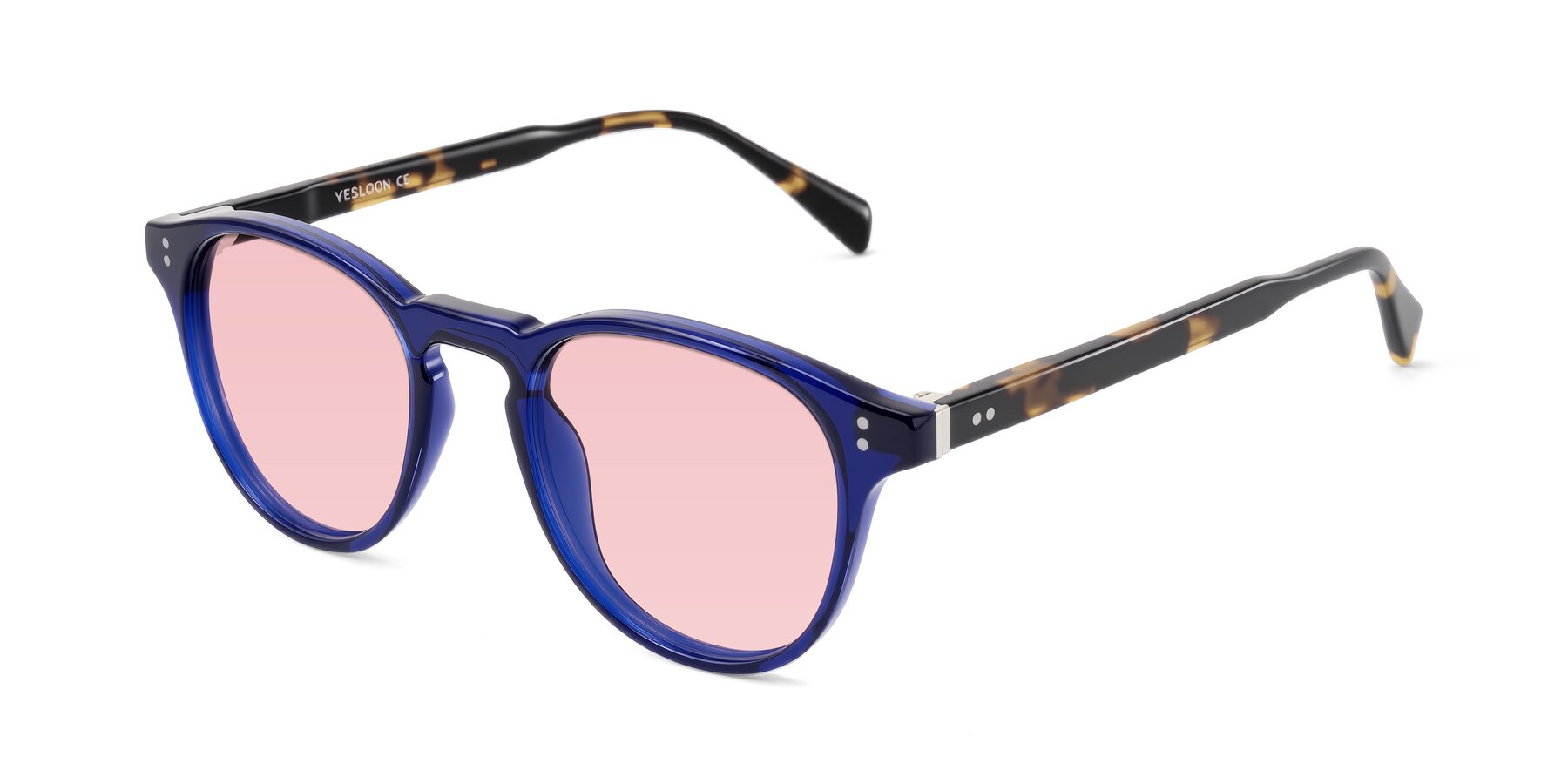 Angle of Dayen in Navy Blue/Tortoise with Light Garnet Tinted Lenses