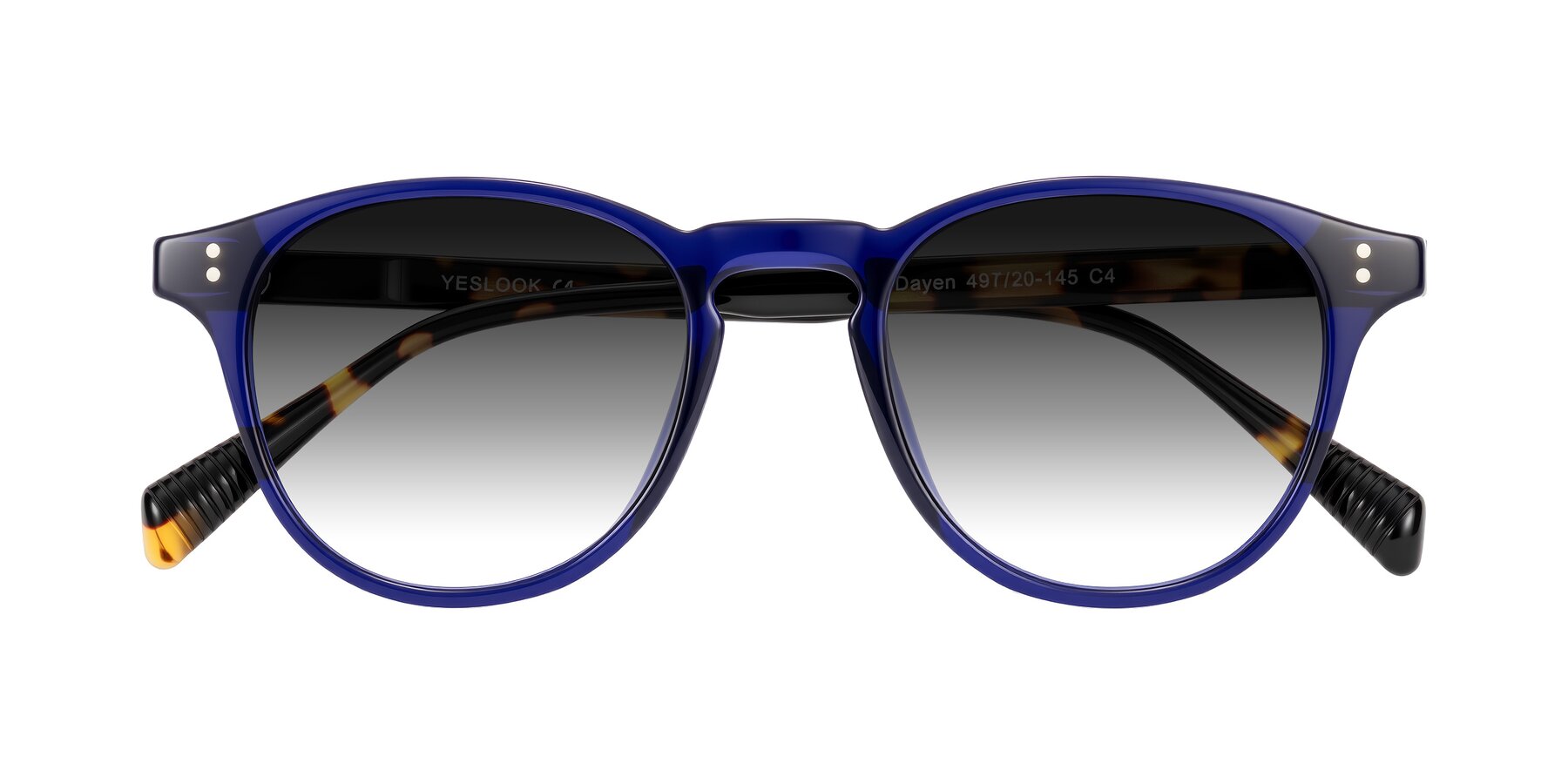 Folded Front of Dayen in Navy Blue/Tortoise with Gray Gradient Lenses