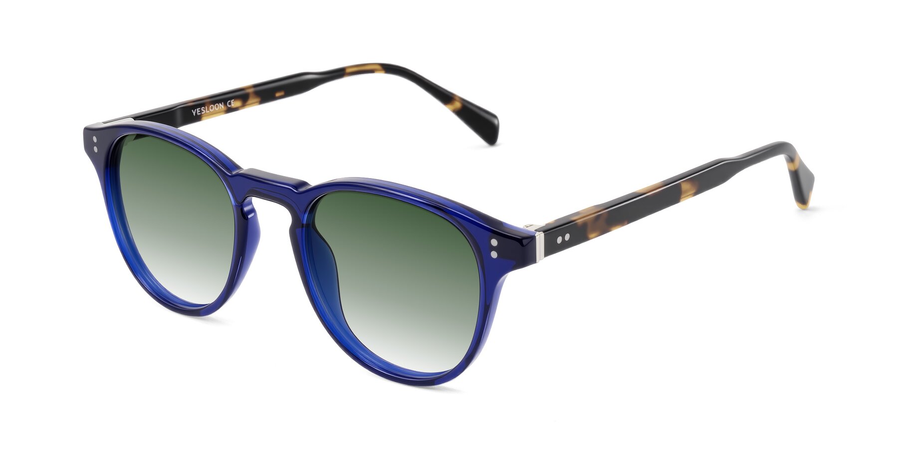 Angle of Dayen in Navy Blue/Tortoise with Green Gradient Lenses