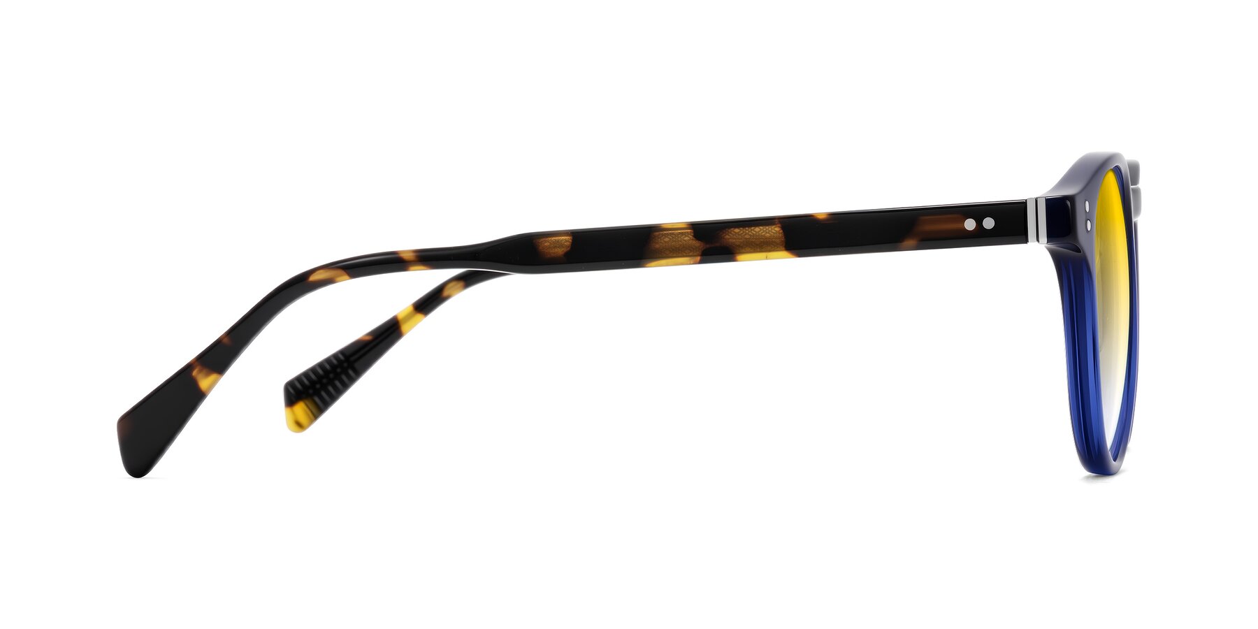 Side of Dayen in Navy Blue/Tortoise with Yellow Gradient Lenses