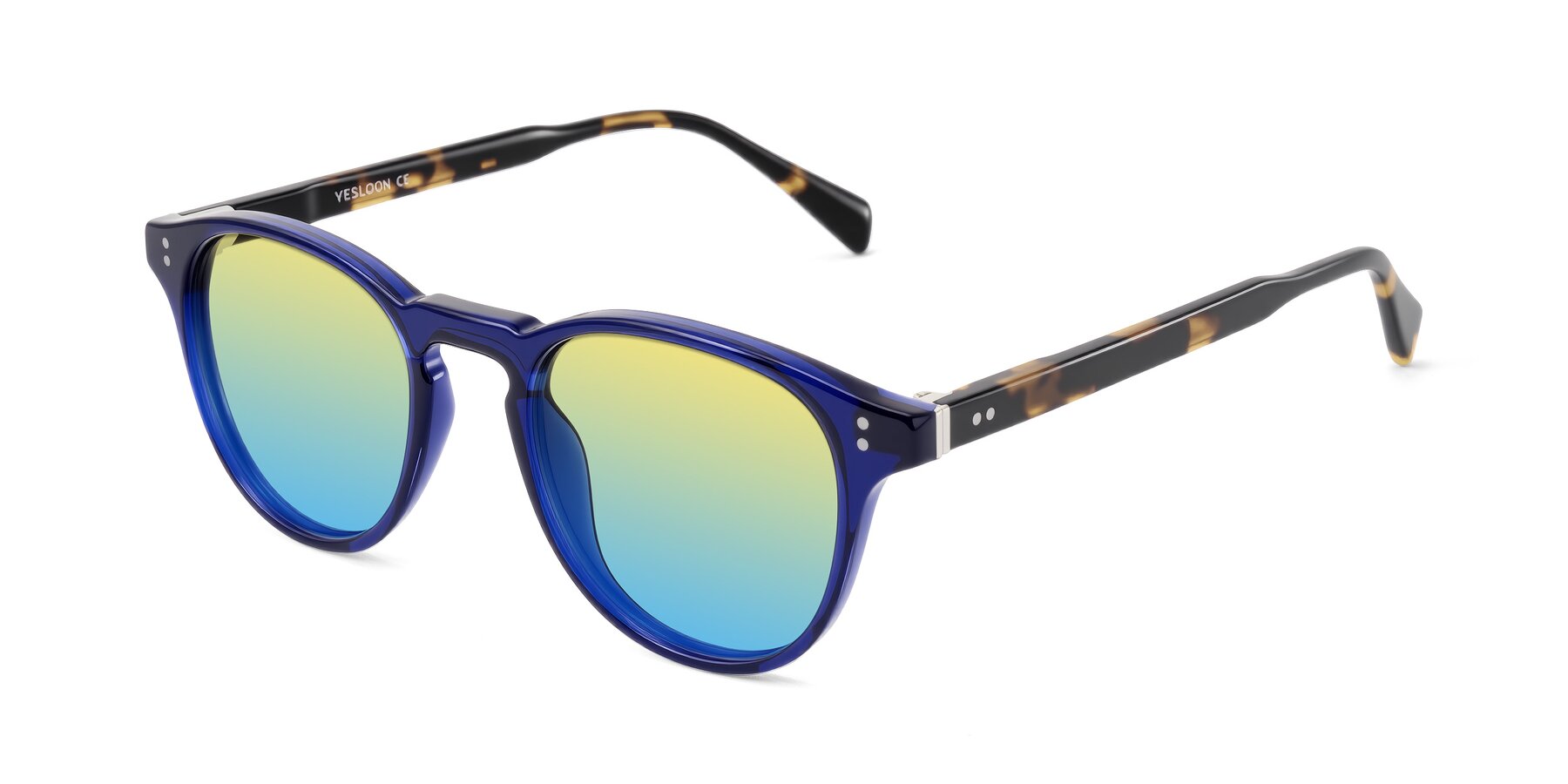 Angle of Dayen in Navy Blue/Tortoise with Yellow / Blue Gradient Lenses