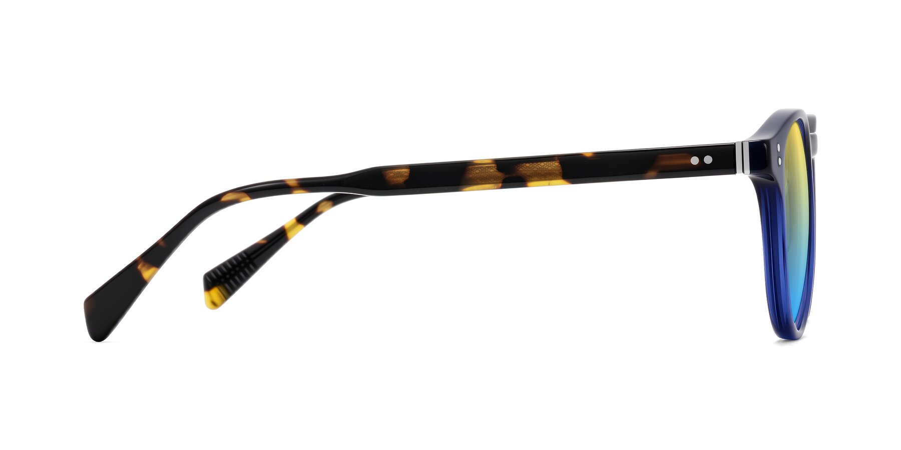 Side of Dayen in Navy Blue/Tortoise with Yellow / Blue Gradient Lenses