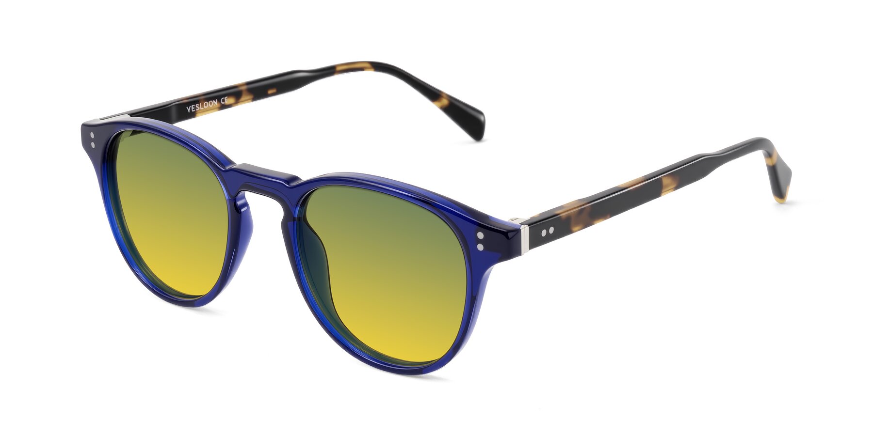 Angle of Dayen in Navy Blue/Tortoise with Green / Yellow Gradient Lenses