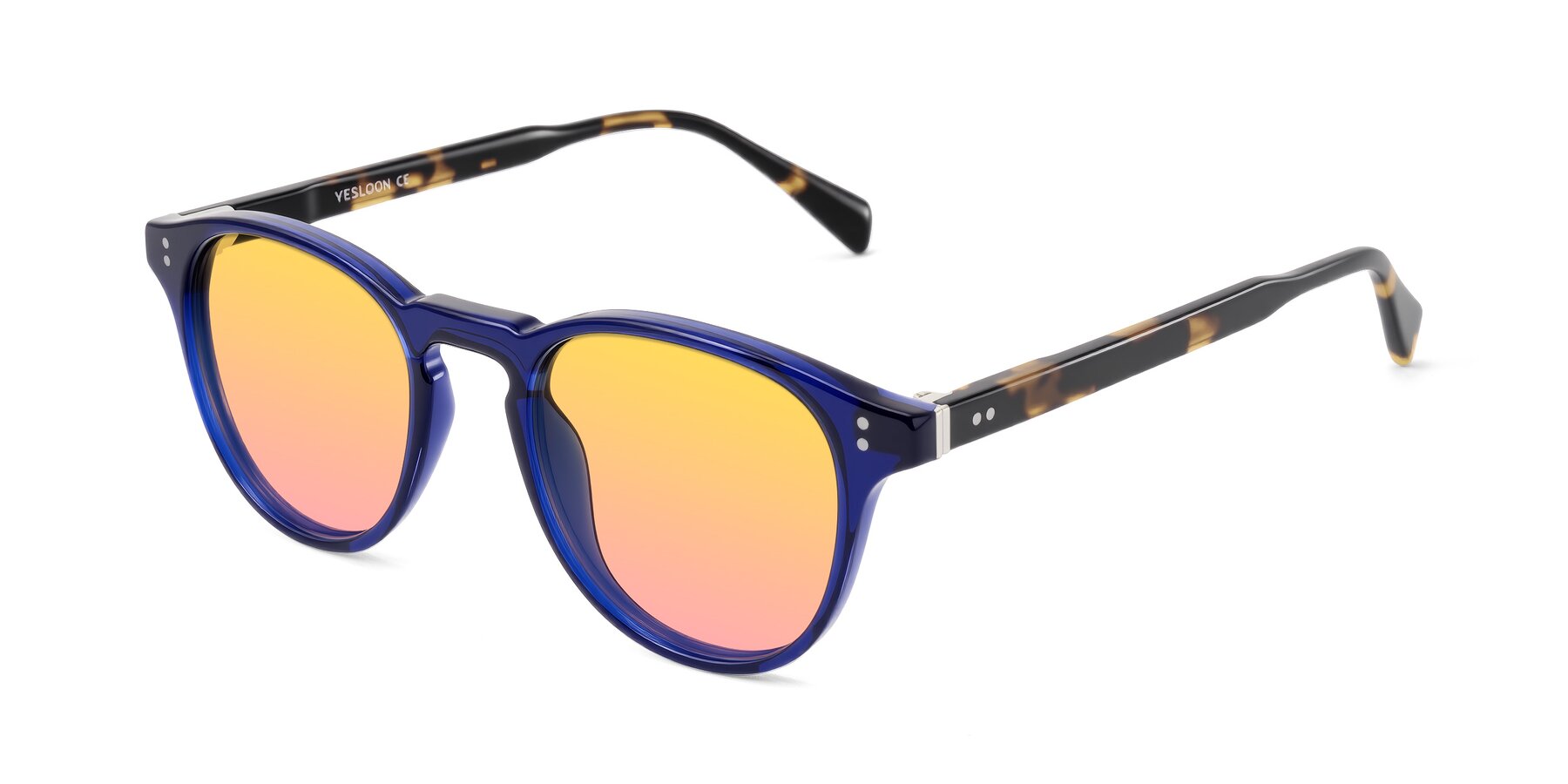 Angle of Dayen in Navy Blue/Tortoise with Yellow / Pink Gradient Lenses