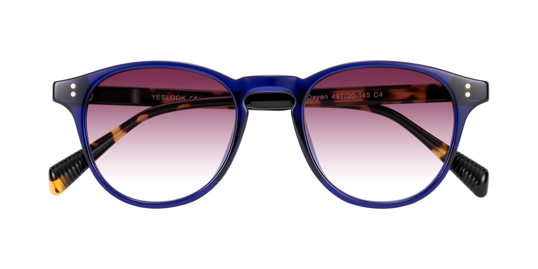 Folded Front of Dayen in Navy Blue/Tortoise with Wine Gradient Lenses