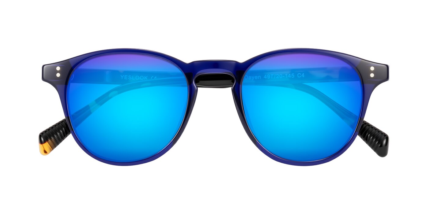 Dayen - Navy Blue/Tortoise Flash Mirrored Sunglasses