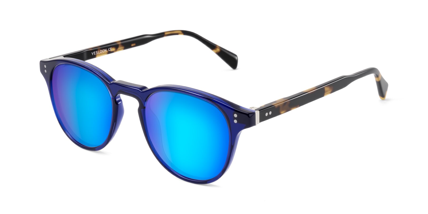 Angle of Dayen in Navy Blue/Tortoise with Blue Mirrored Lenses