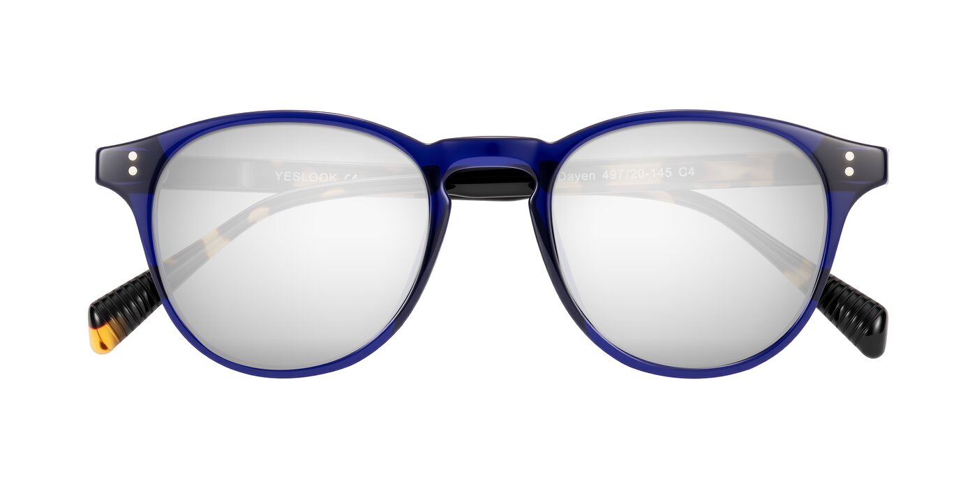 Dayen - Navy Blue/Tortoise Flash Mirrored Sunglasses