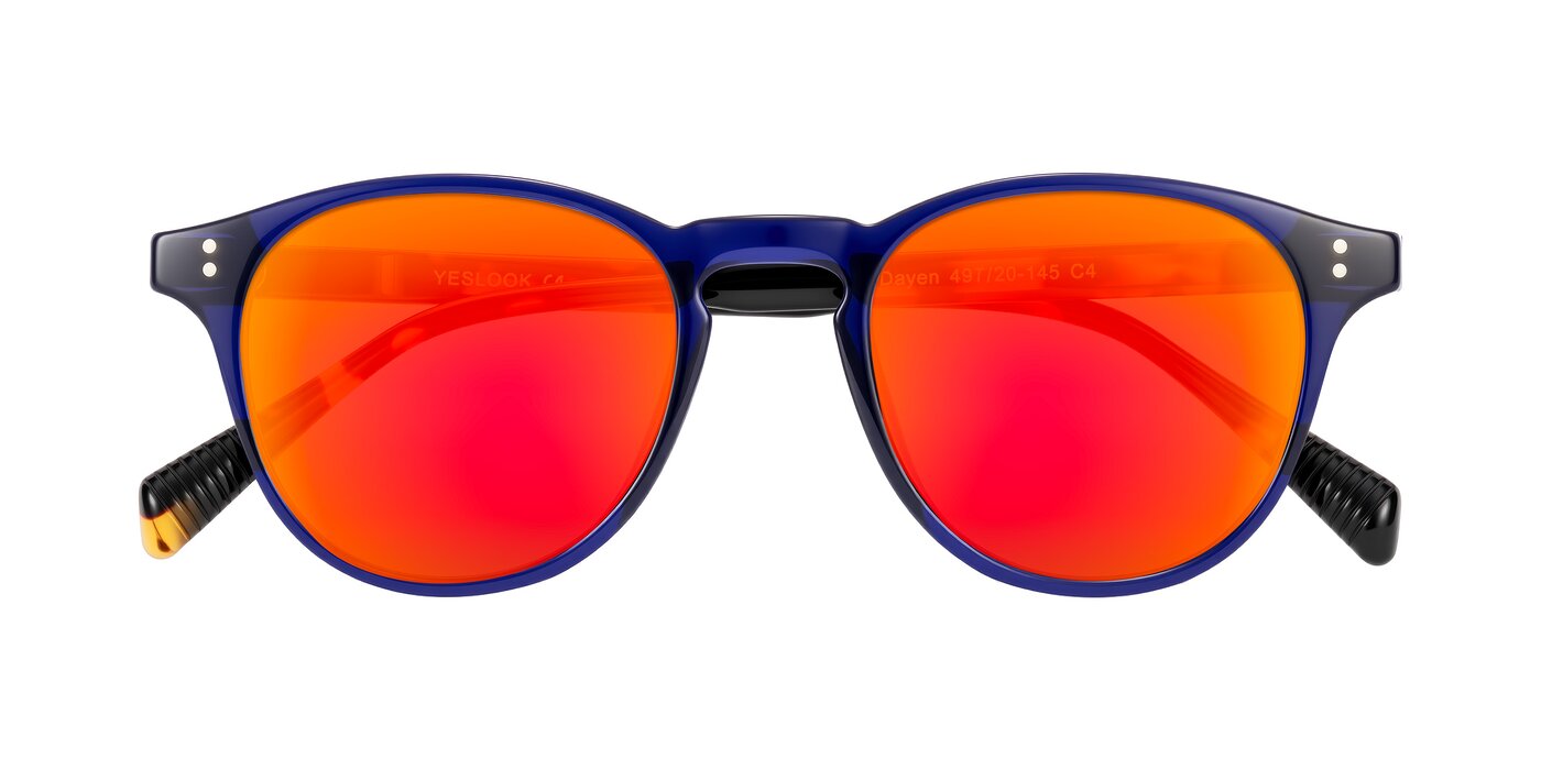 Dayen - Navy Blue/Tortoise Flash Mirrored Sunglasses