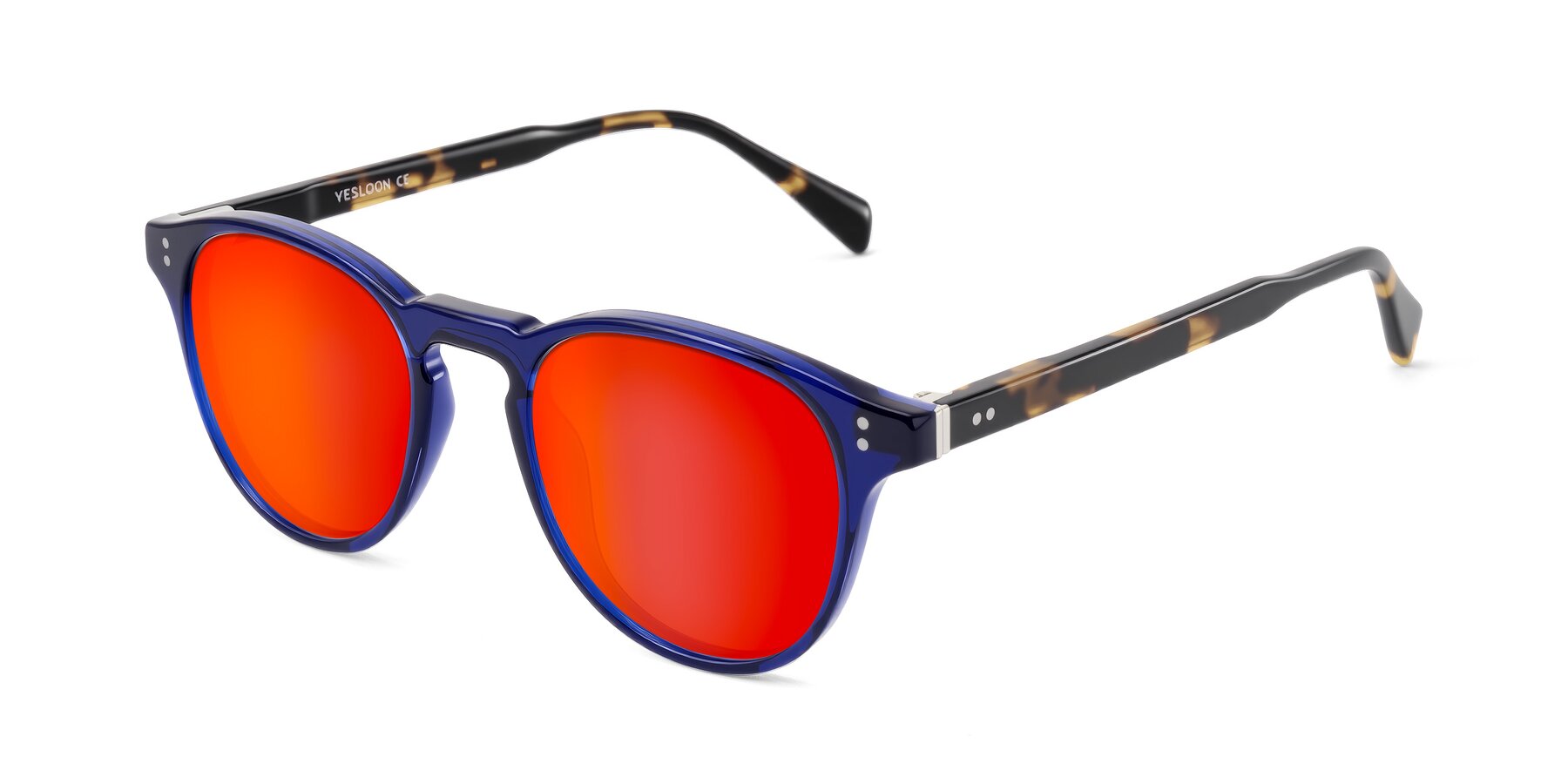 Angle of Dayen in Navy Blue/Tortoise with Red Gold Mirrored Lenses