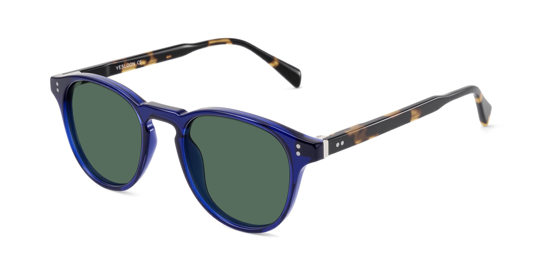 Angle of Dayen in Navy Blue/Tortoise with Green Polarized Lenses