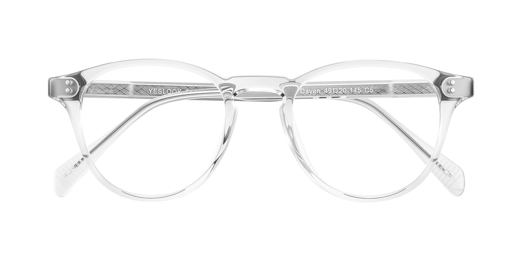 Folded Front of Dayen in Clear with Clear Reading Eyeglass Lenses
