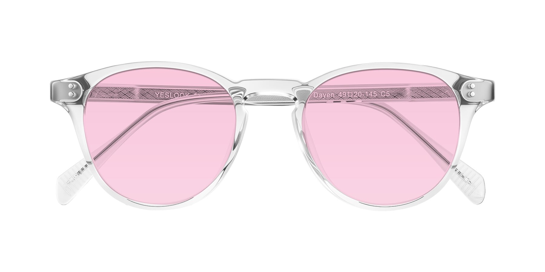 Folded Front of Dayen in Clear with Light Pink Tinted Lenses