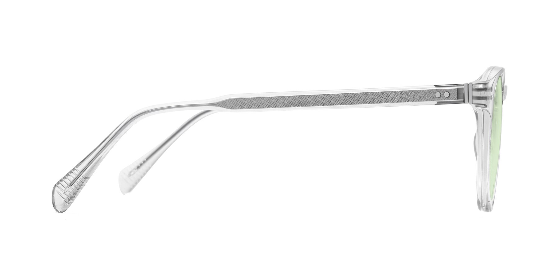 Side of Dayen in Clear with Light Green Tinted Lenses