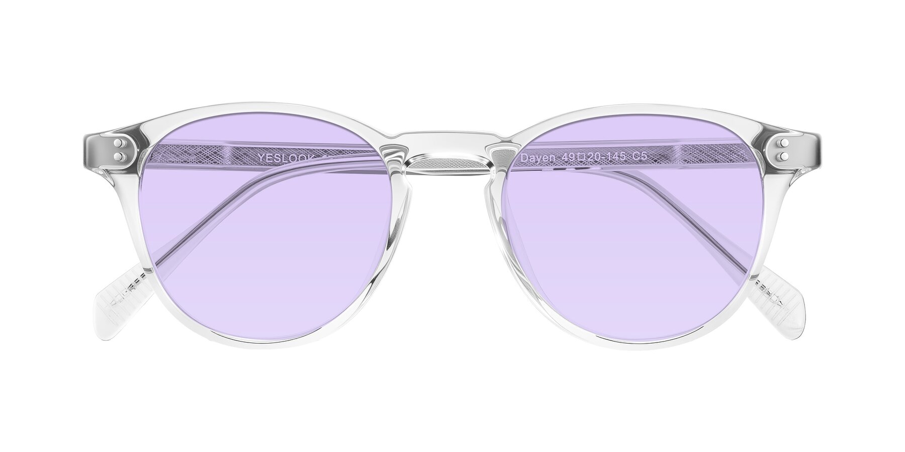 Folded Front of Dayen in Clear with Light Purple Tinted Lenses