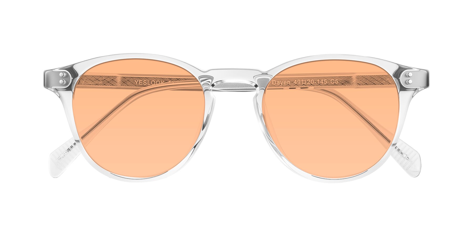 Folded Front of Dayen in Clear with Light Orange Tinted Lenses