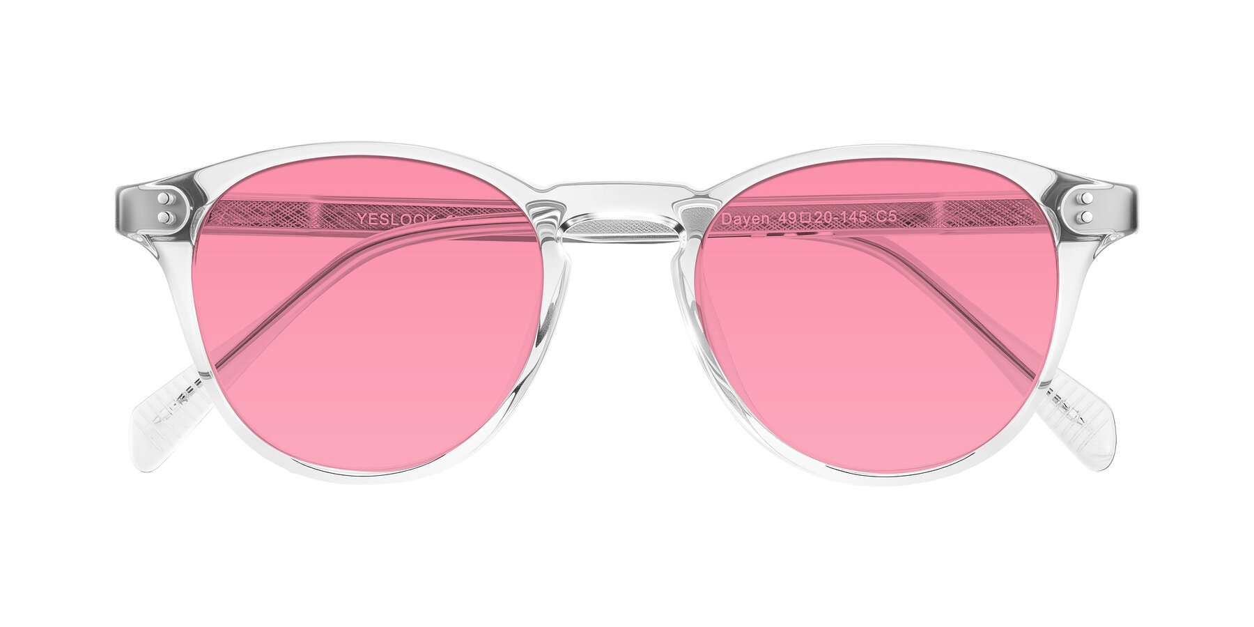 Folded Front of Dayen in Clear with Pink Tinted Lenses