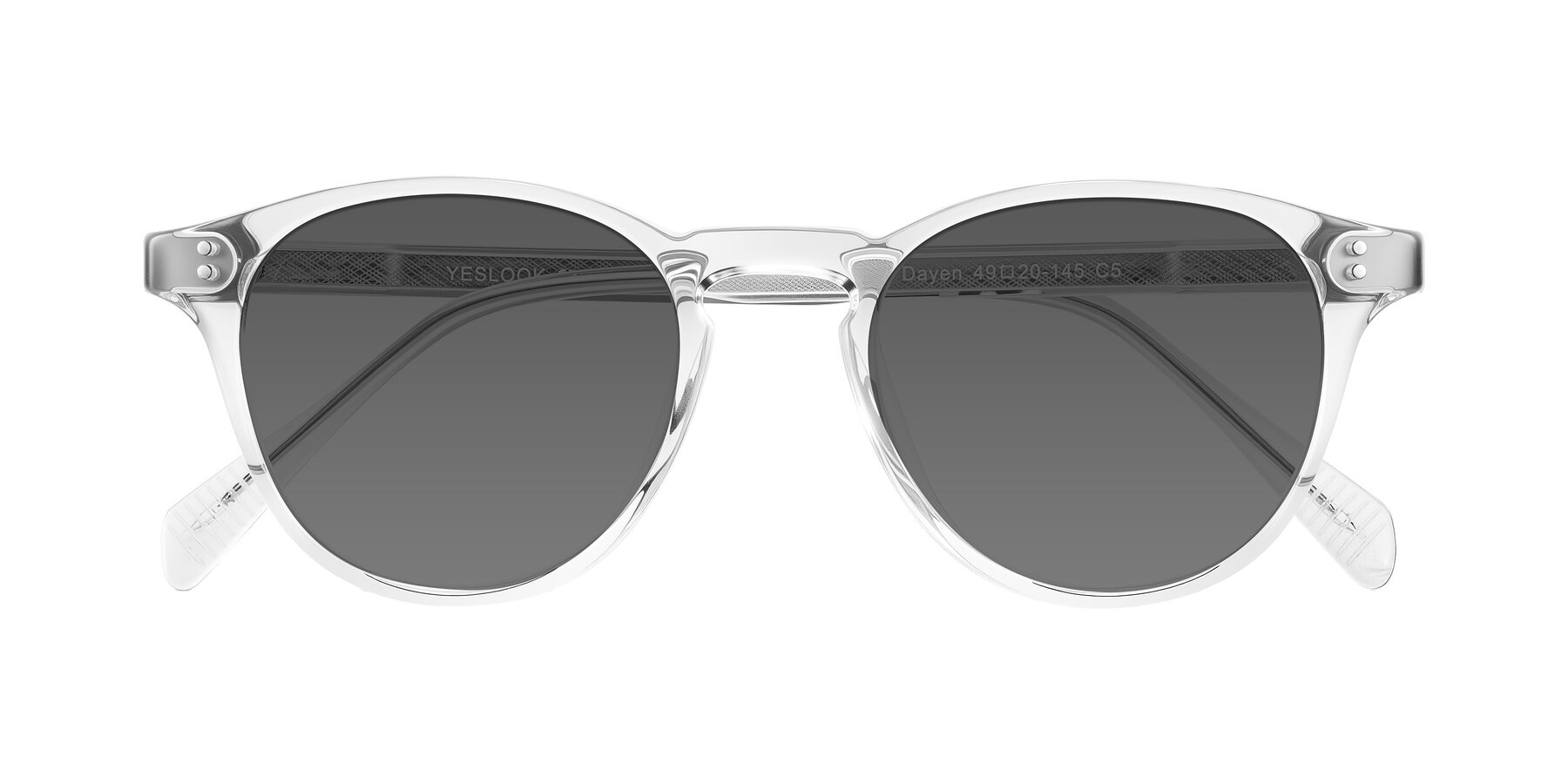 Folded Front of Dayen in Clear with Medium Gray Tinted Lenses