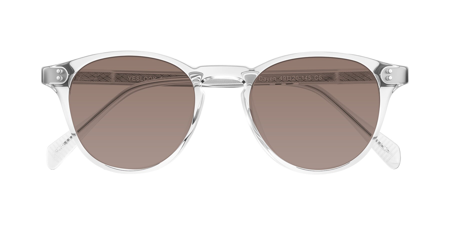 Folded Front of Dayen in Clear with Medium Brown Tinted Lenses