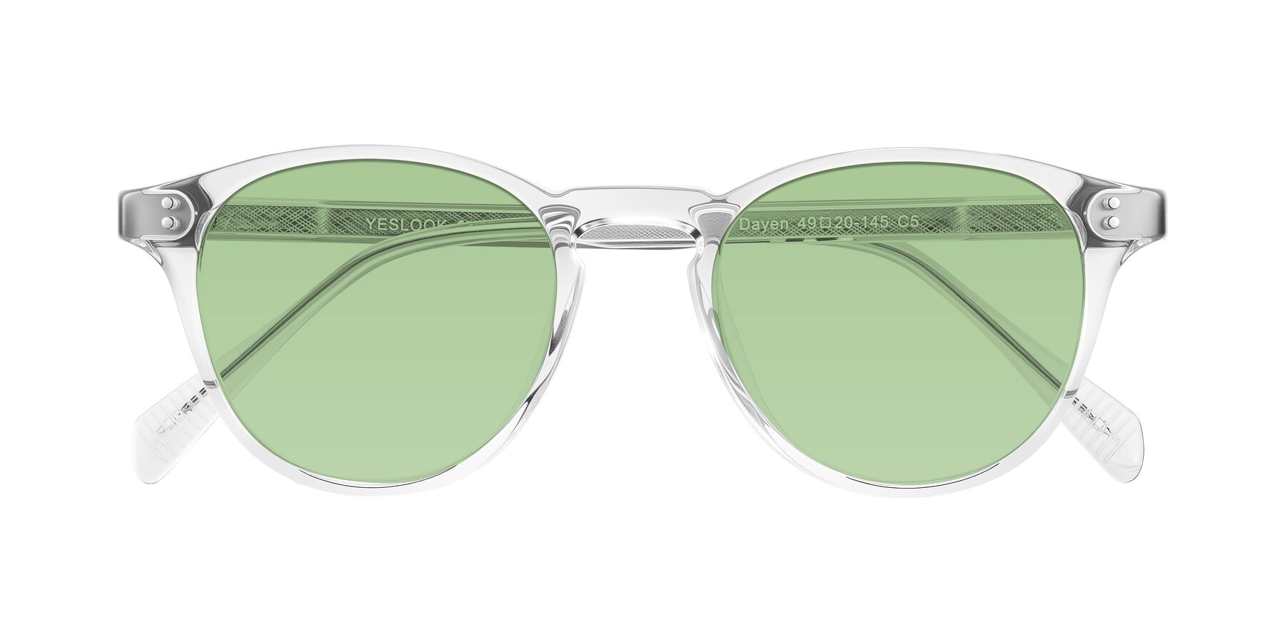 Folded Front of Dayen in Clear with Medium Green Tinted Lenses