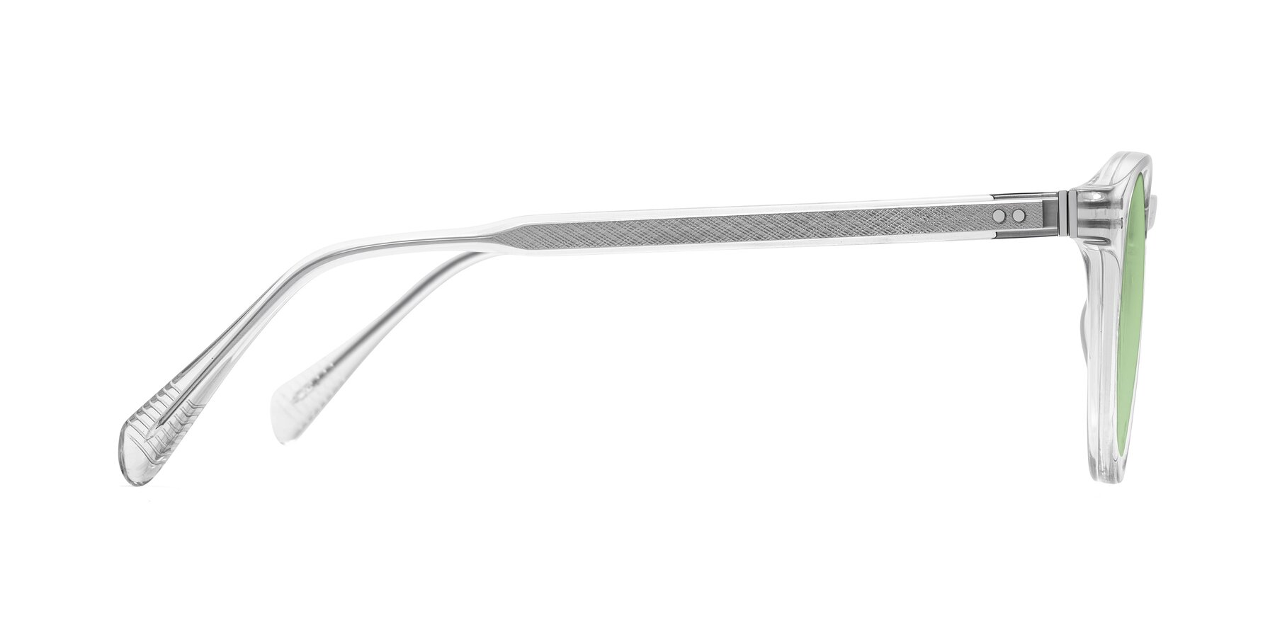 Side of Dayen in Clear with Medium Green Tinted Lenses