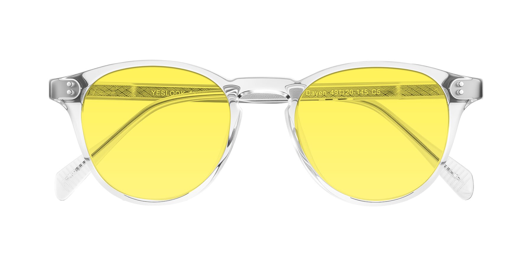 Folded Front of Dayen in Clear with Medium Yellow Tinted Lenses