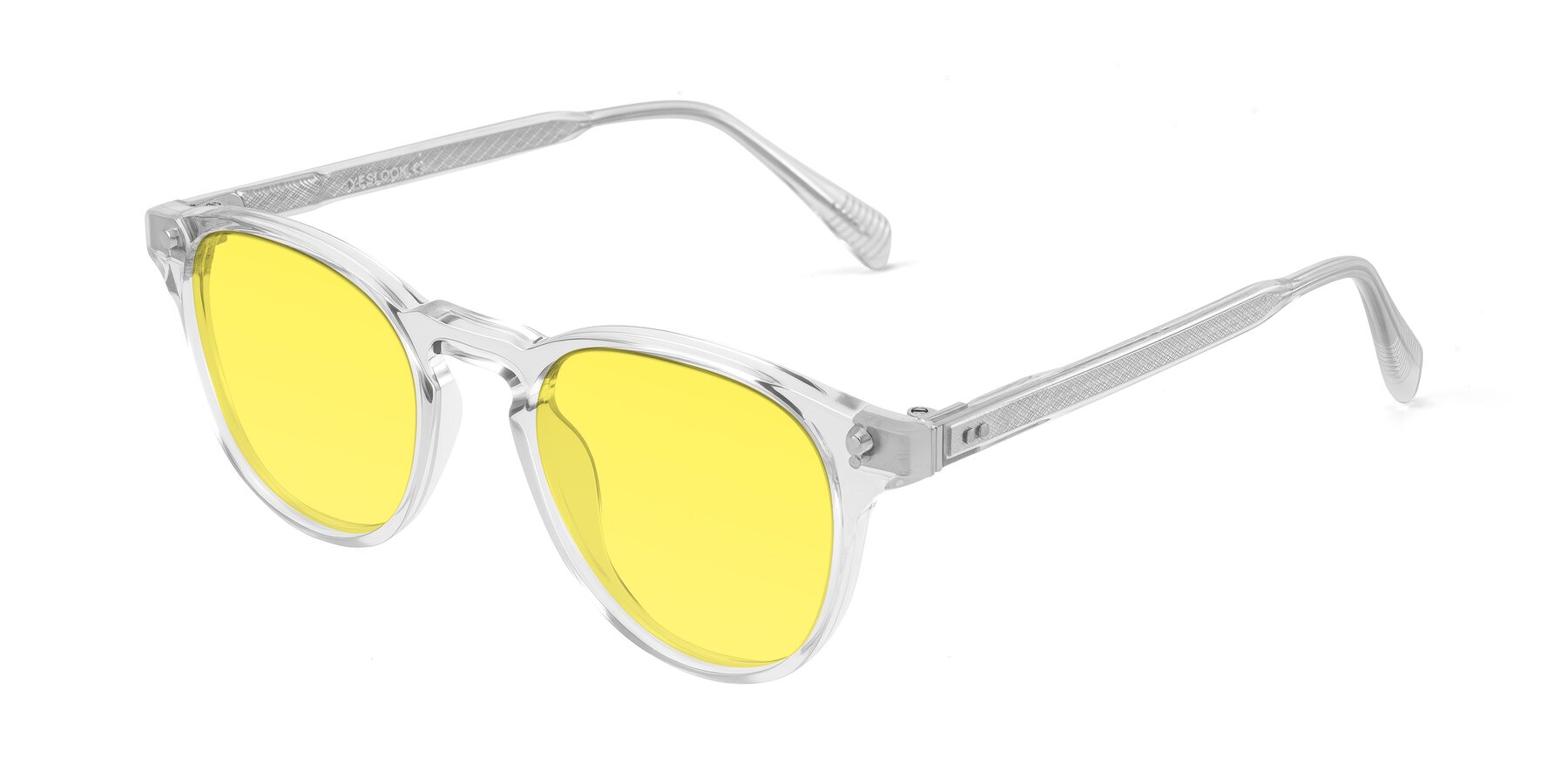 Angle of Dayen in Clear with Medium Yellow Tinted Lenses