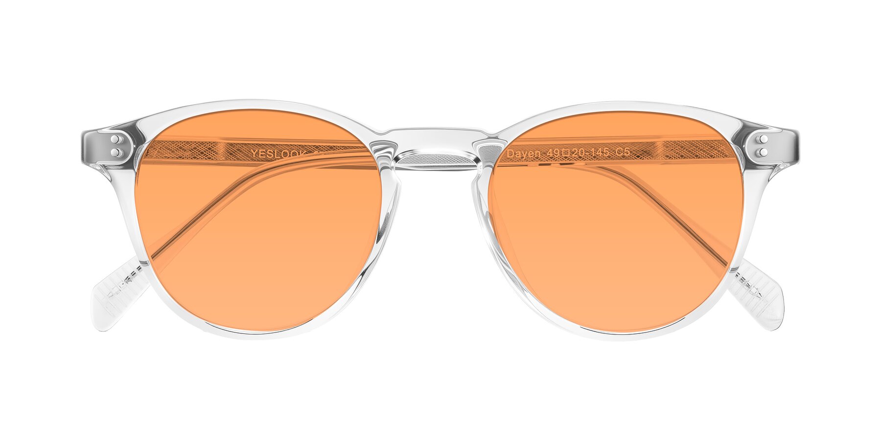 Folded Front of Dayen in Clear with Medium Orange Tinted Lenses