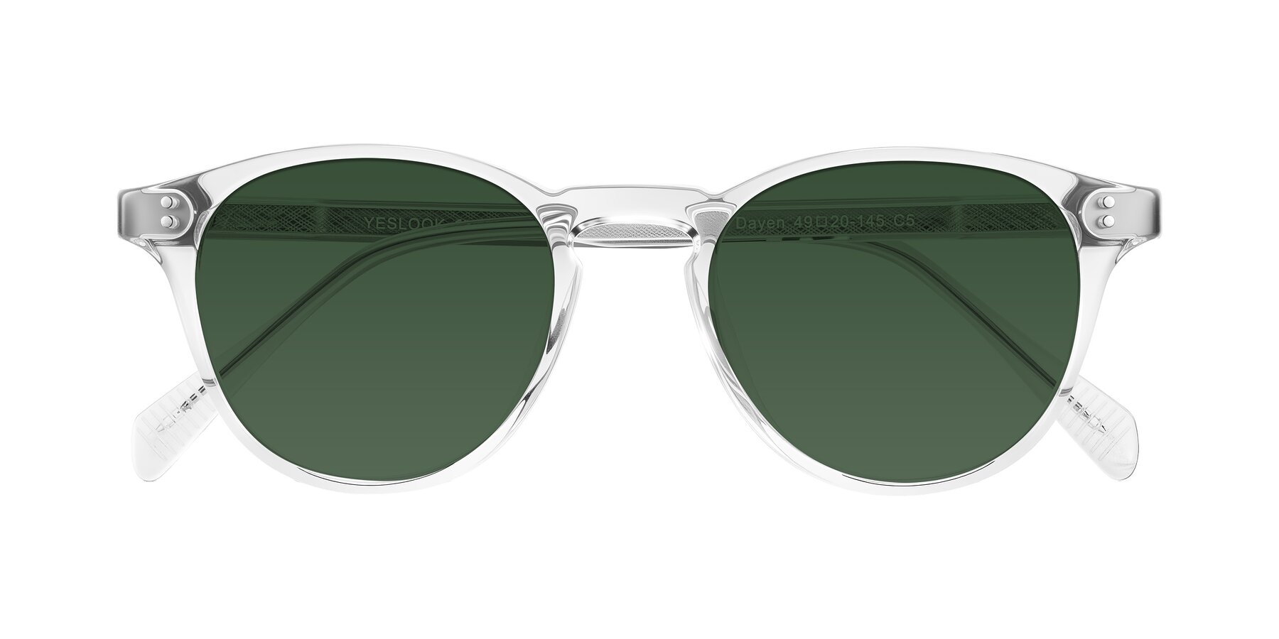 Folded Front of Dayen in Clear with Green Tinted Lenses