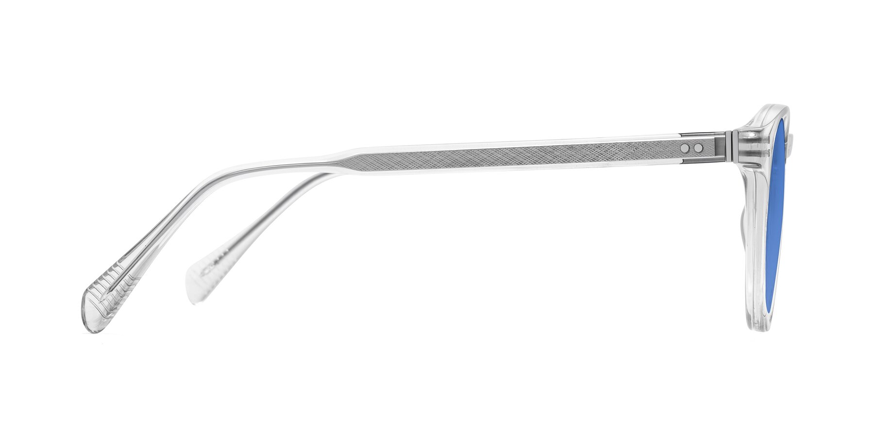 Side of Dayen in Clear with Blue Tinted Lenses