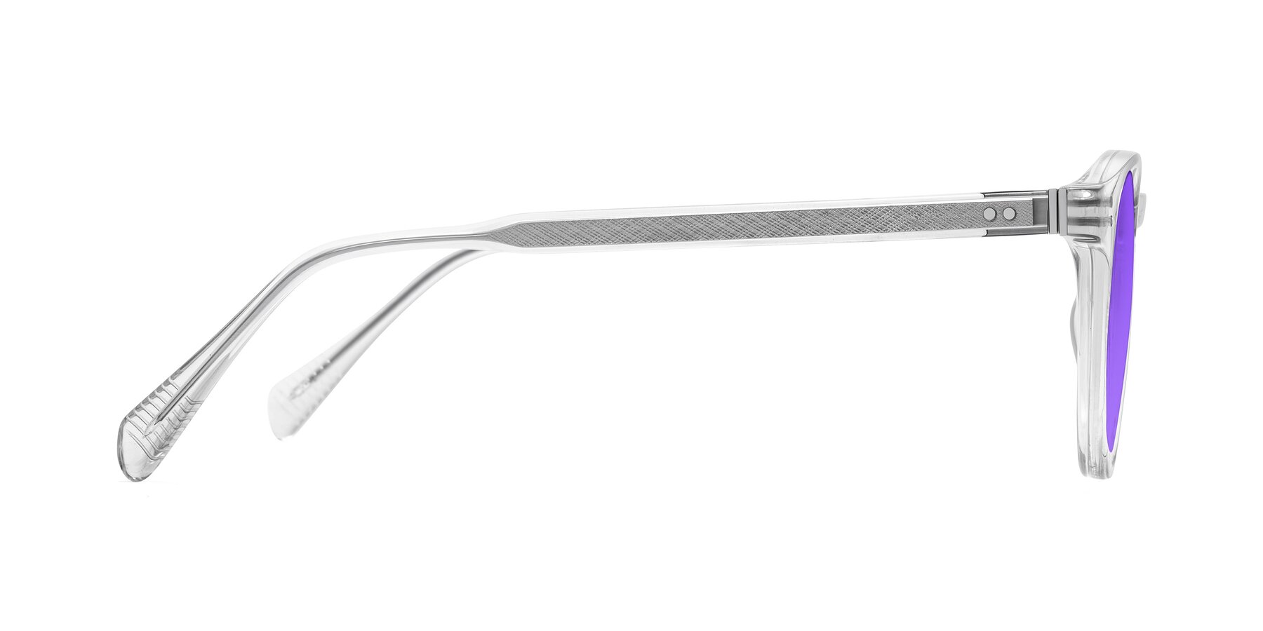 Side of Dayen in Clear with Purple Tinted Lenses