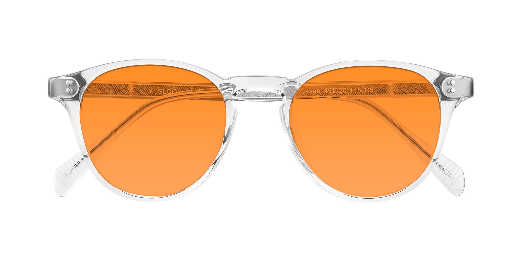 Folded Front of Dayen in Clear with Orange Tinted Lenses