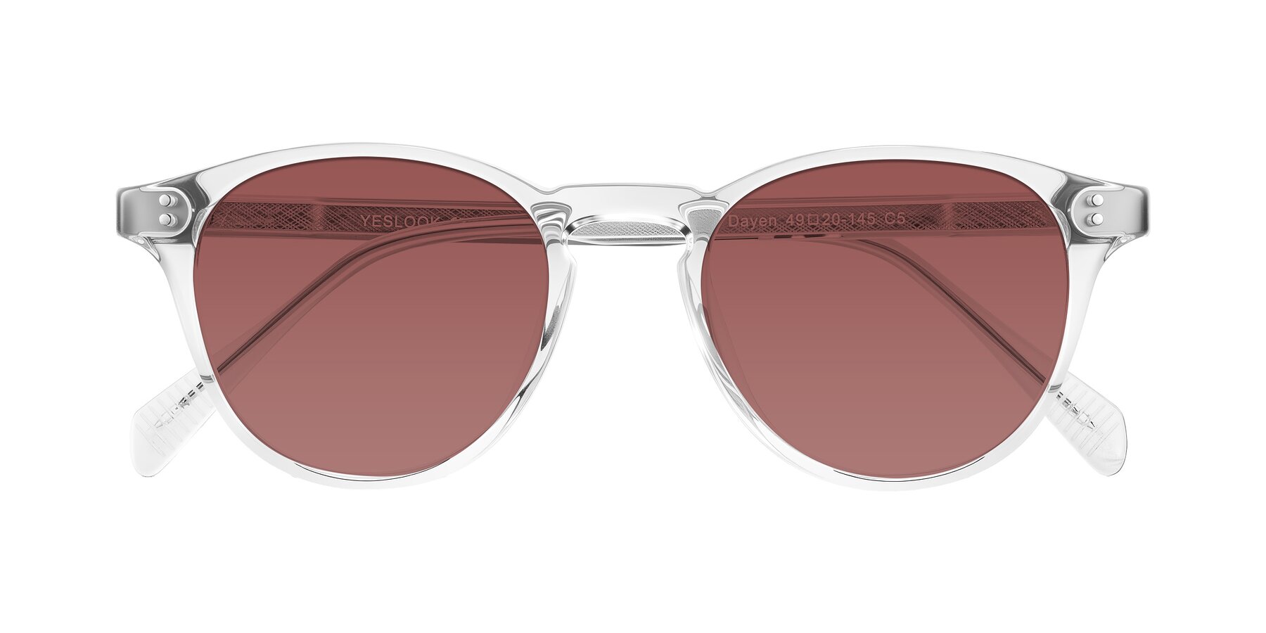 Folded Front of Dayen in Clear with Garnet Tinted Lenses