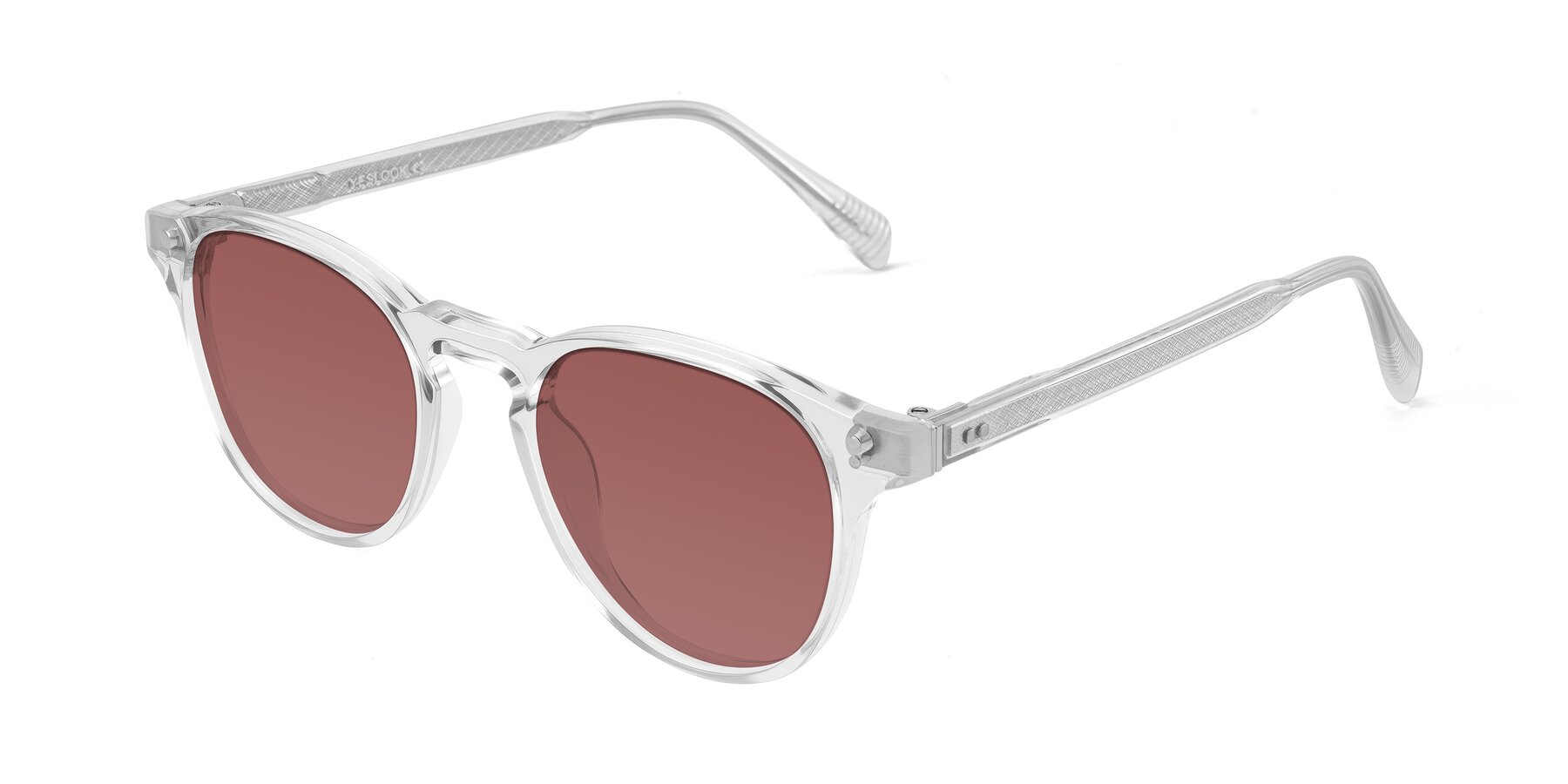 Angle of Dayen in Clear with Garnet Tinted Lenses