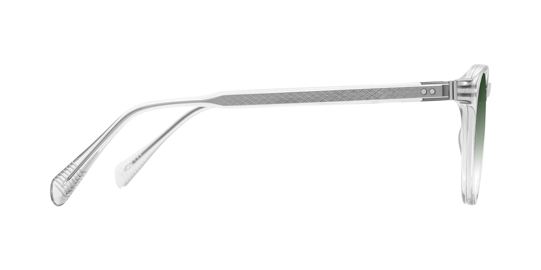 Side of Dayen in Clear with Green Gradient Lenses