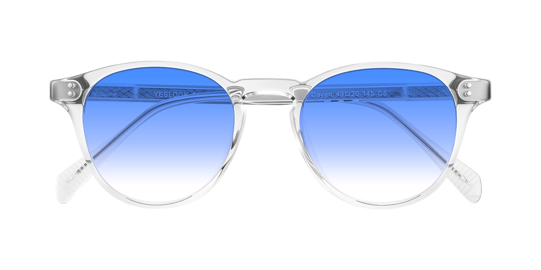 Folded Front of Dayen in Clear with Blue Gradient Lenses