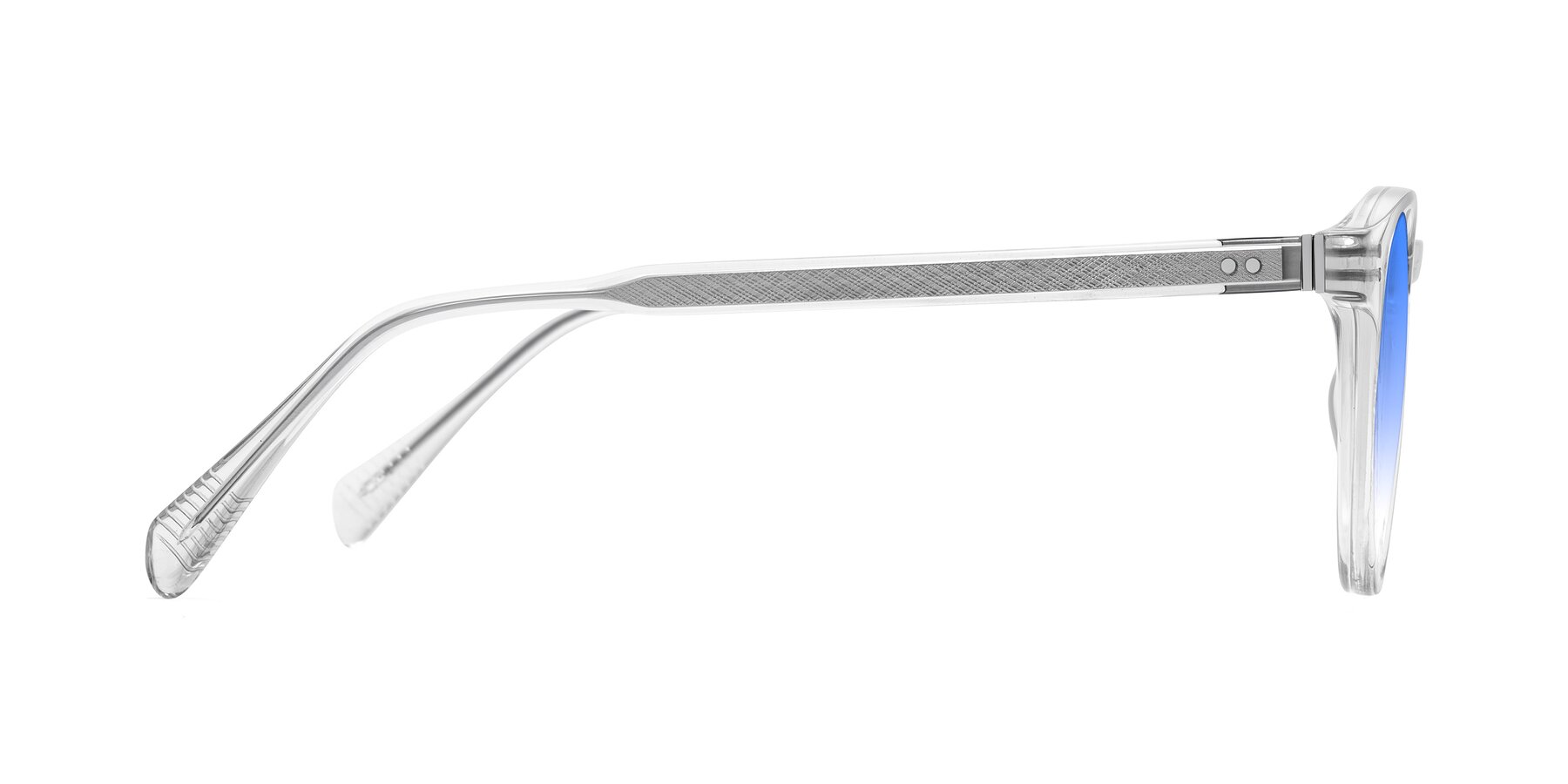 Side of Dayen in Clear with Blue Gradient Lenses