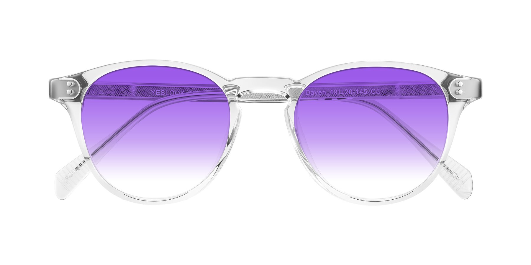 Folded Front of Dayen in Clear with Purple Gradient Lenses