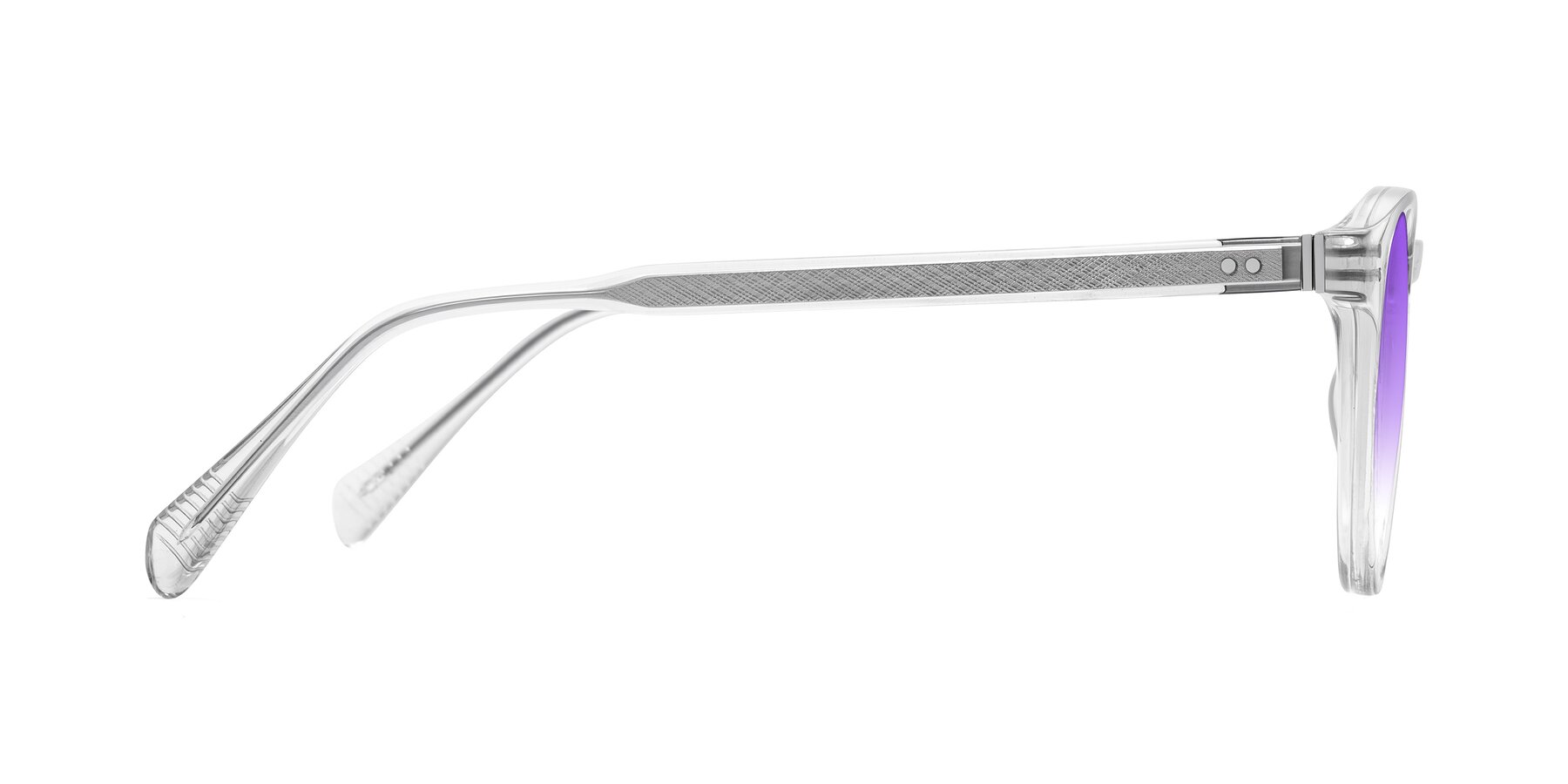 Side of Dayen in Clear with Purple Gradient Lenses