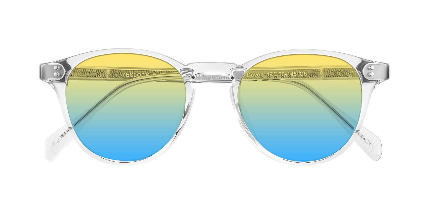 Folded Front of Dayen in Clear with Yellow / Blue Gradient Lenses