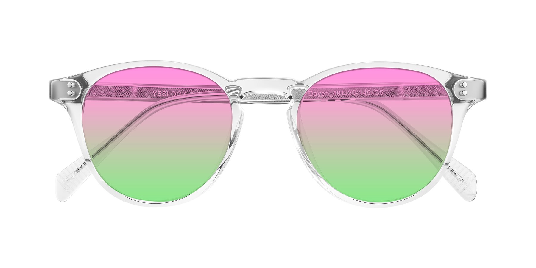 Folded Front of Dayen in Clear with Pink / Green Gradient Lenses