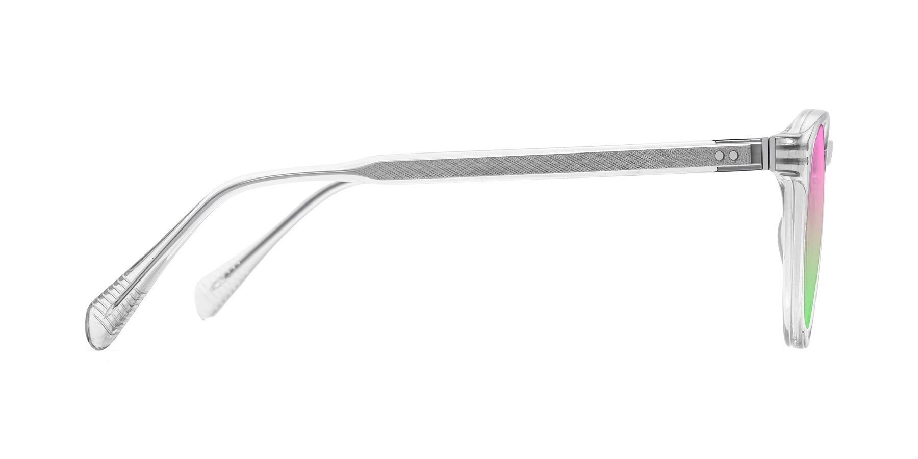 Side of Dayen in Clear with Pink / Green Gradient Lenses