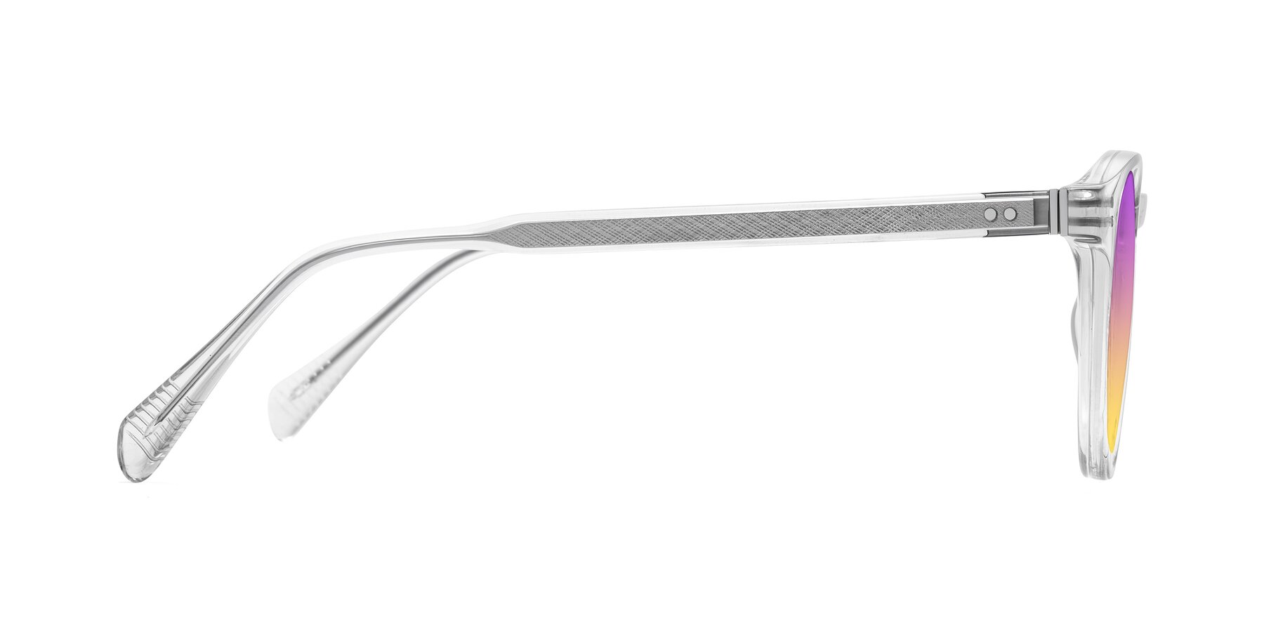 Side of Dayen in Clear with Purple / Yellow Gradient Lenses