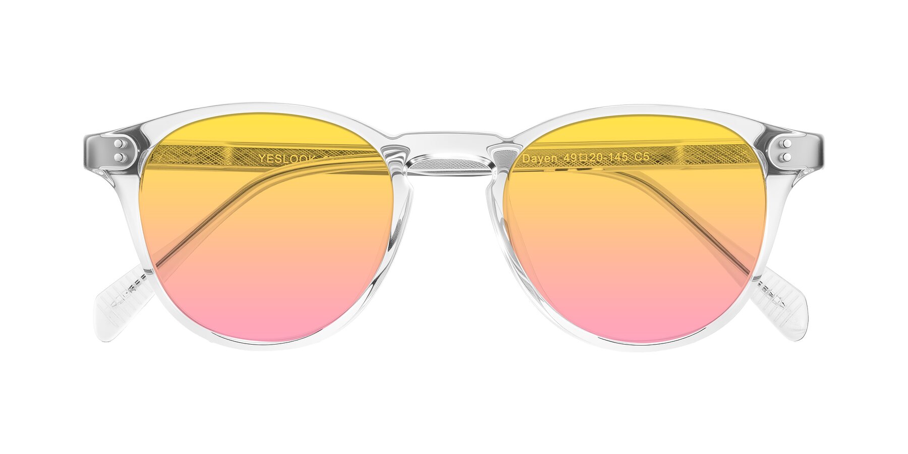Folded Front of Dayen in Clear with Yellow / Pink Gradient Lenses