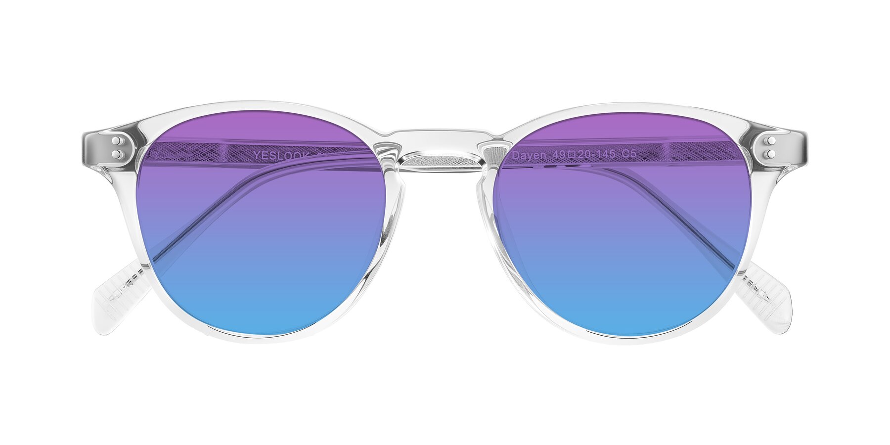 Folded Front of Dayen in Clear with Purple / Blue Gradient Lenses