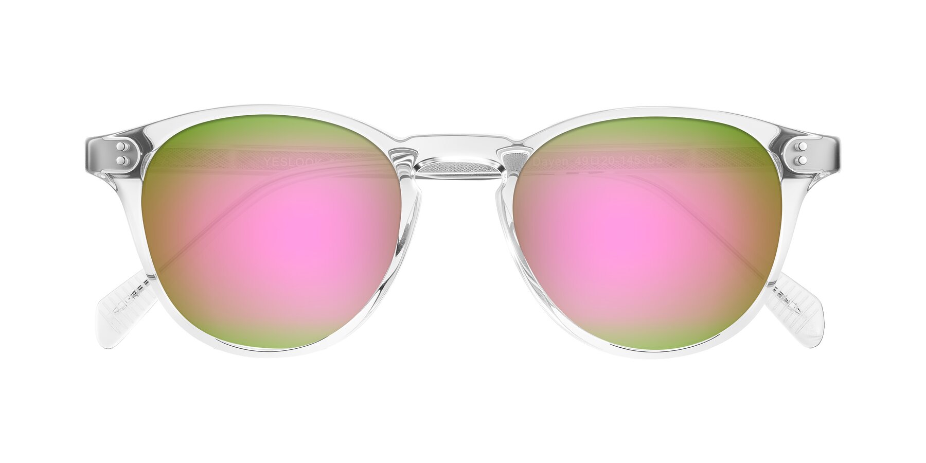 Folded Front of Dayen in Clear with Pink Mirrored Lenses