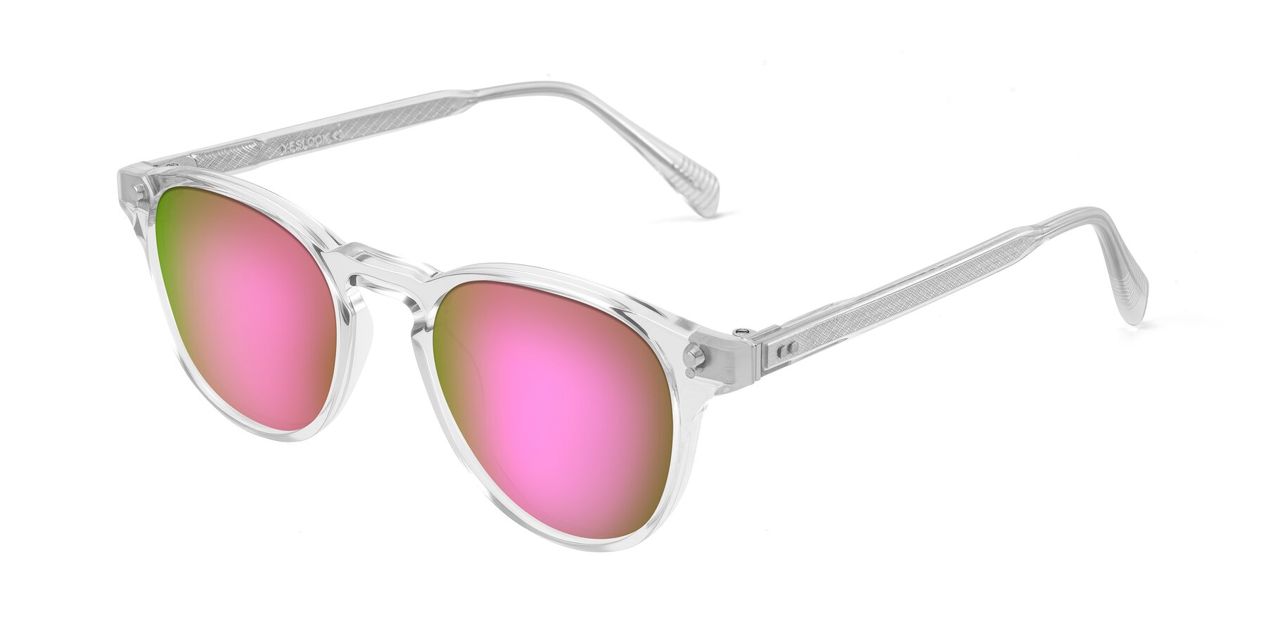 Angle of Dayen in Clear with Pink Mirrored Lenses